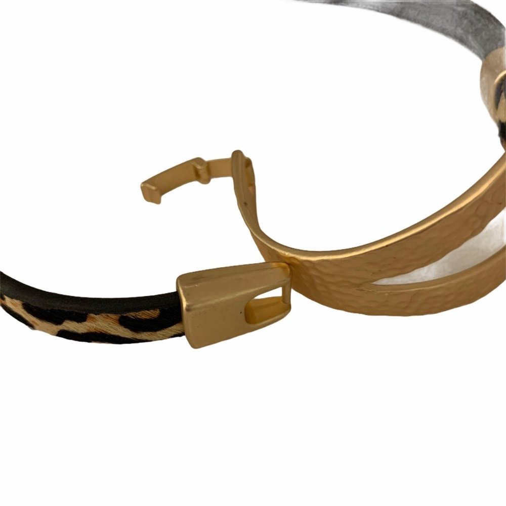 Saachi Wild Loop Hammer Metal & Leather Leopard - Picture 5 of 7